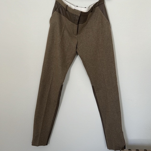 NWT Celine Wool & Leather Two Toned Pheobe Philo Mid Rise Pants Size 42 US 10 - Picture 3 of 12
